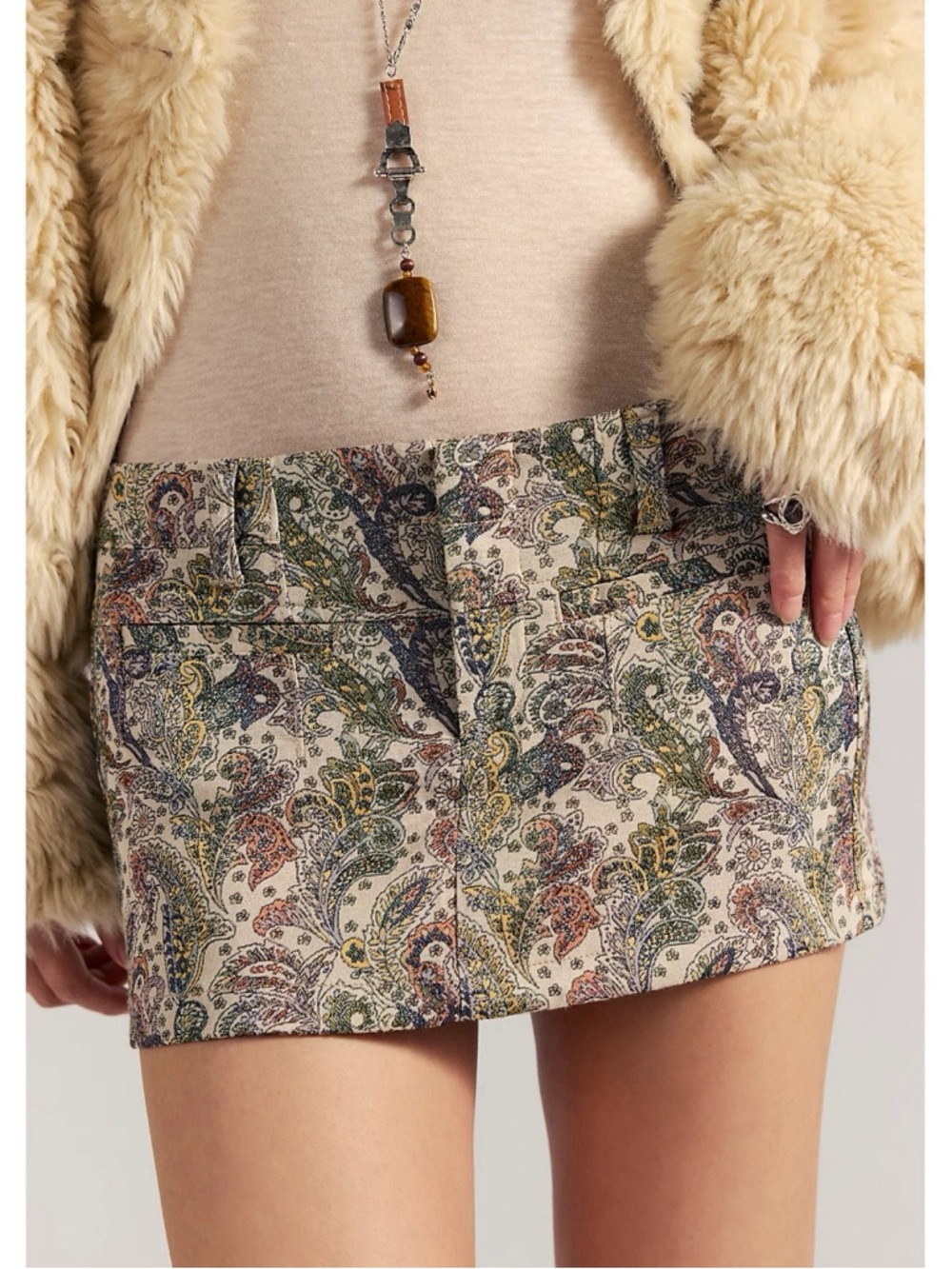 NWT Free People Milles Low-Rise Micro Skirt Jacquard 8